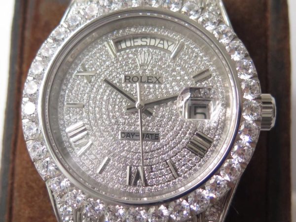 Rolex diamond replica watch dial front view