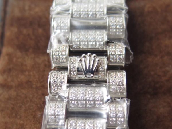 Rolex diamond replica watch bracelet and rolex logo view