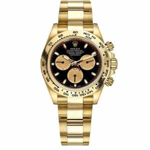 cosmograph daytona rolex Black Dial and Gold Strap Panda Watch