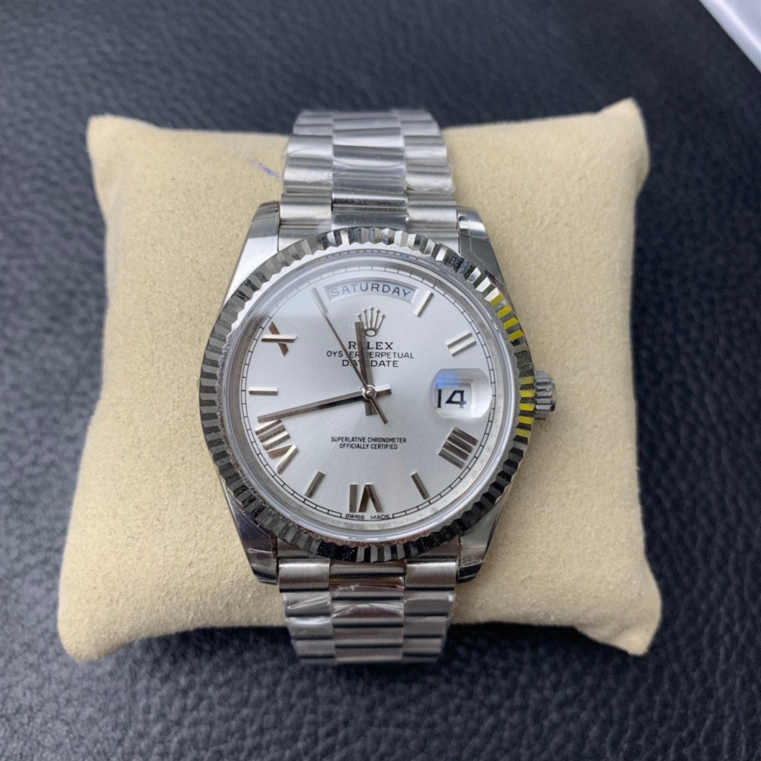 Rolex Day-Date 41 mm Presidential White Gold 126334-0022 Jubilee Watch Replica under yellow pillow front view