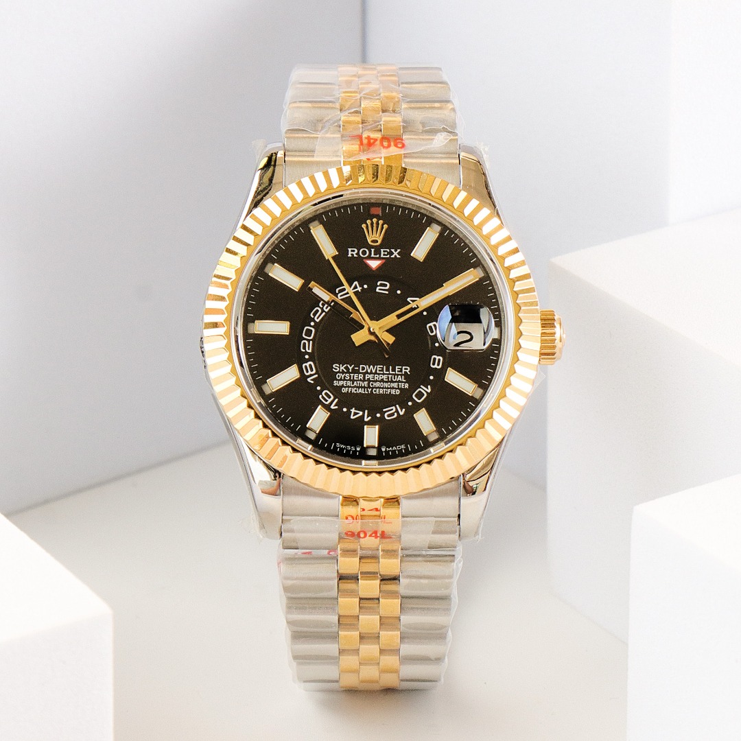 Rolex Sky-Dweller 42 mm Black Dial M126331-0010 Steel Gold Jubilee Men's Watch Replica front view