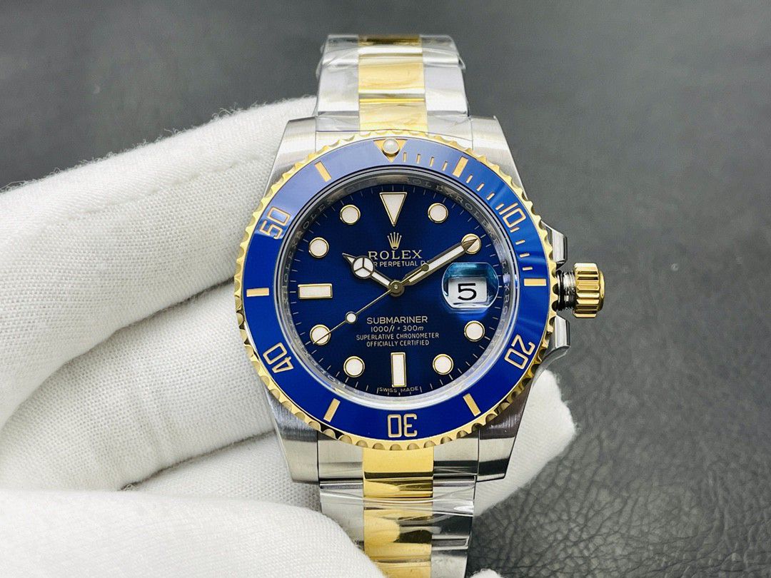 Rolex Submariner Blue Dial 40 MM 116613LB-0003 Men's Watch Replica in hand front view