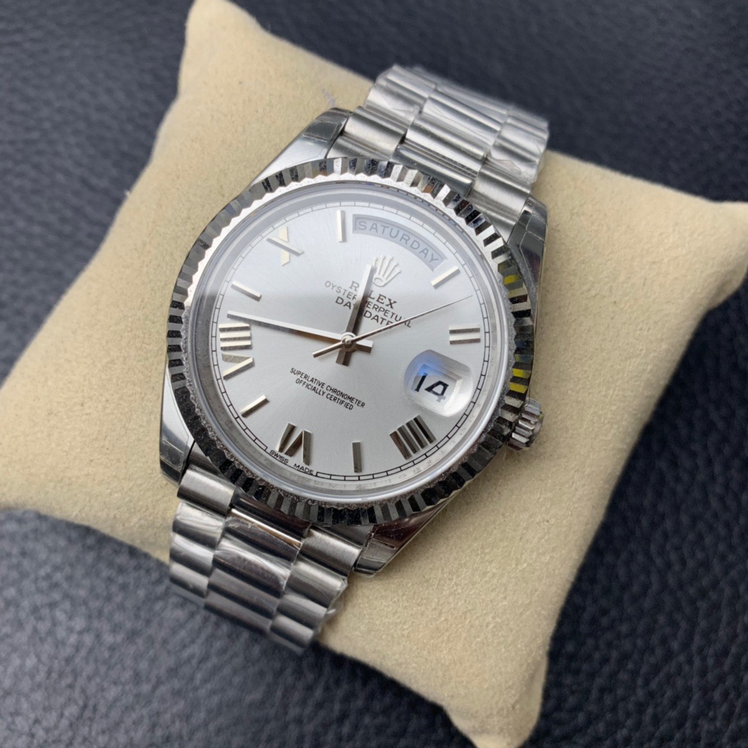 Rolex Day-Date 41 mm Presidential White Gold 126334-0022 Jubilee Watch Replica under yellow pillow front view