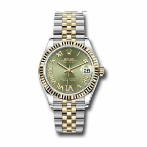 datejust rolex 31 mm tow tone Oystersteel Strap and Light Green Dial Watch