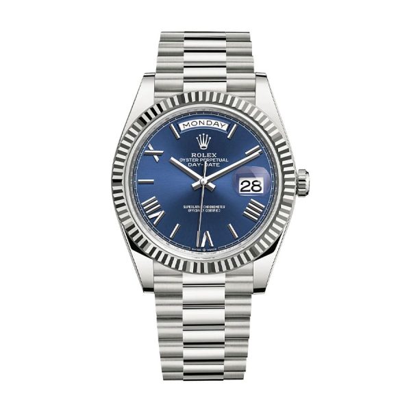 rolex day-date 40mm Blue Dial & smooth Bezel President Bracelet