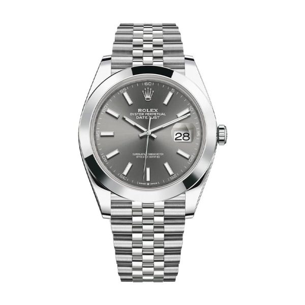 men's rolex oyster perpetual datejust and steel gray dial watch