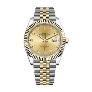 rolex datejust watch with Gold Dial and two tone Oystersteel Strap