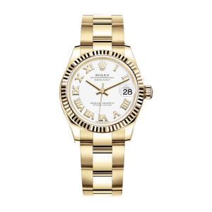 rolex lady-datejust 31 mm Gold Strap and White Dial Watch