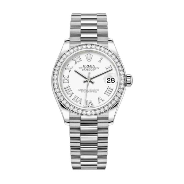 rolex datejust roman numerals white dial watch