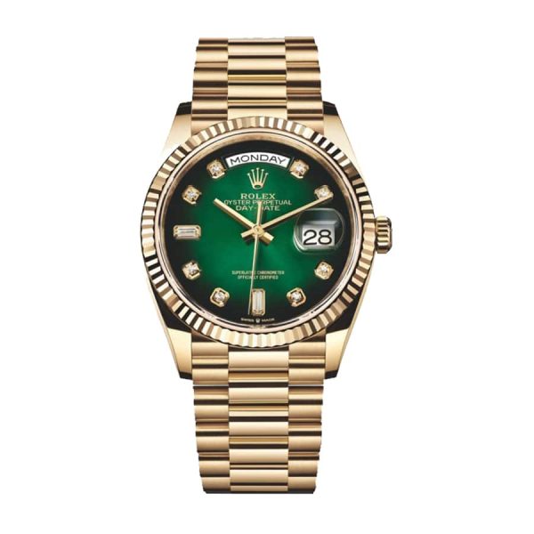 day date rolex gold 36 mm Green Dial Watch