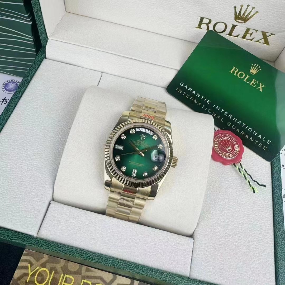  Rolex Day-Date Green Dial Gold Strap 118238 in Rolex Green Gift Box