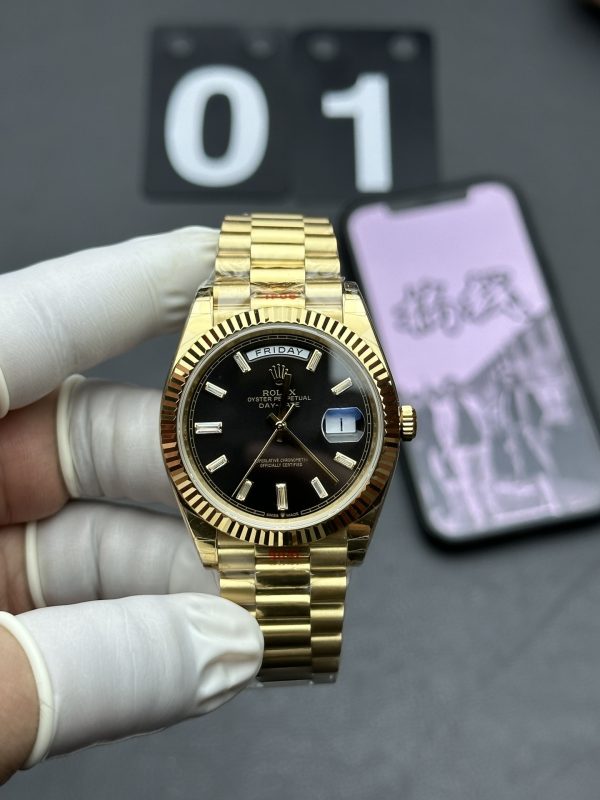 Rolex Gold Datejust and Black Dial "Black Rock Sugar" Watch