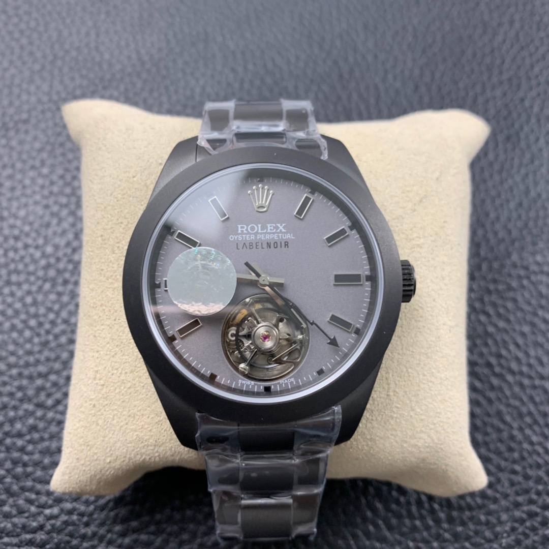 Rolex Tourbillon Milgauss Label Noir Replica Watch under small yellow pillow