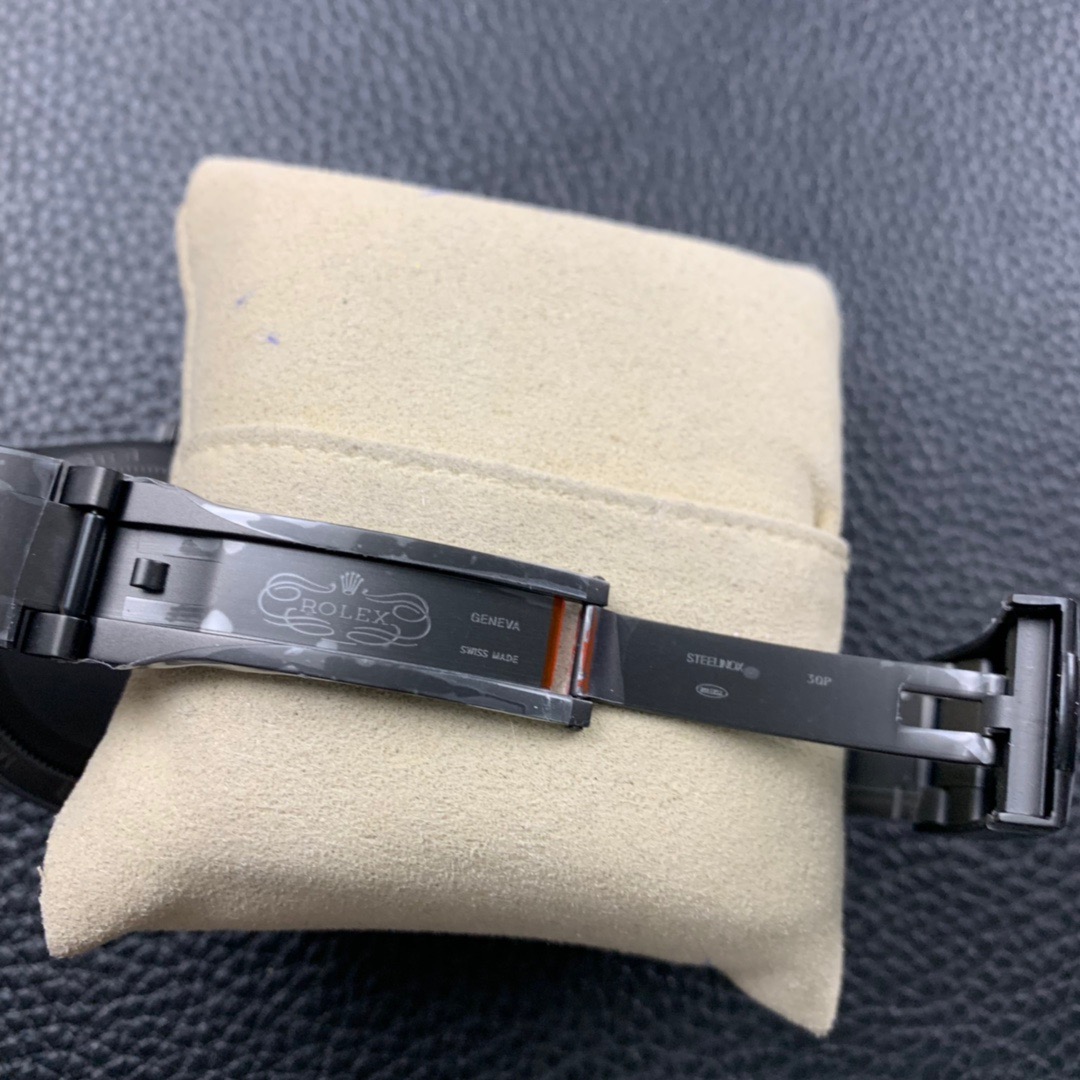 Rolex Tourbillon Milgauss Label Noir Replica Watch under small yellow pillow strap open view