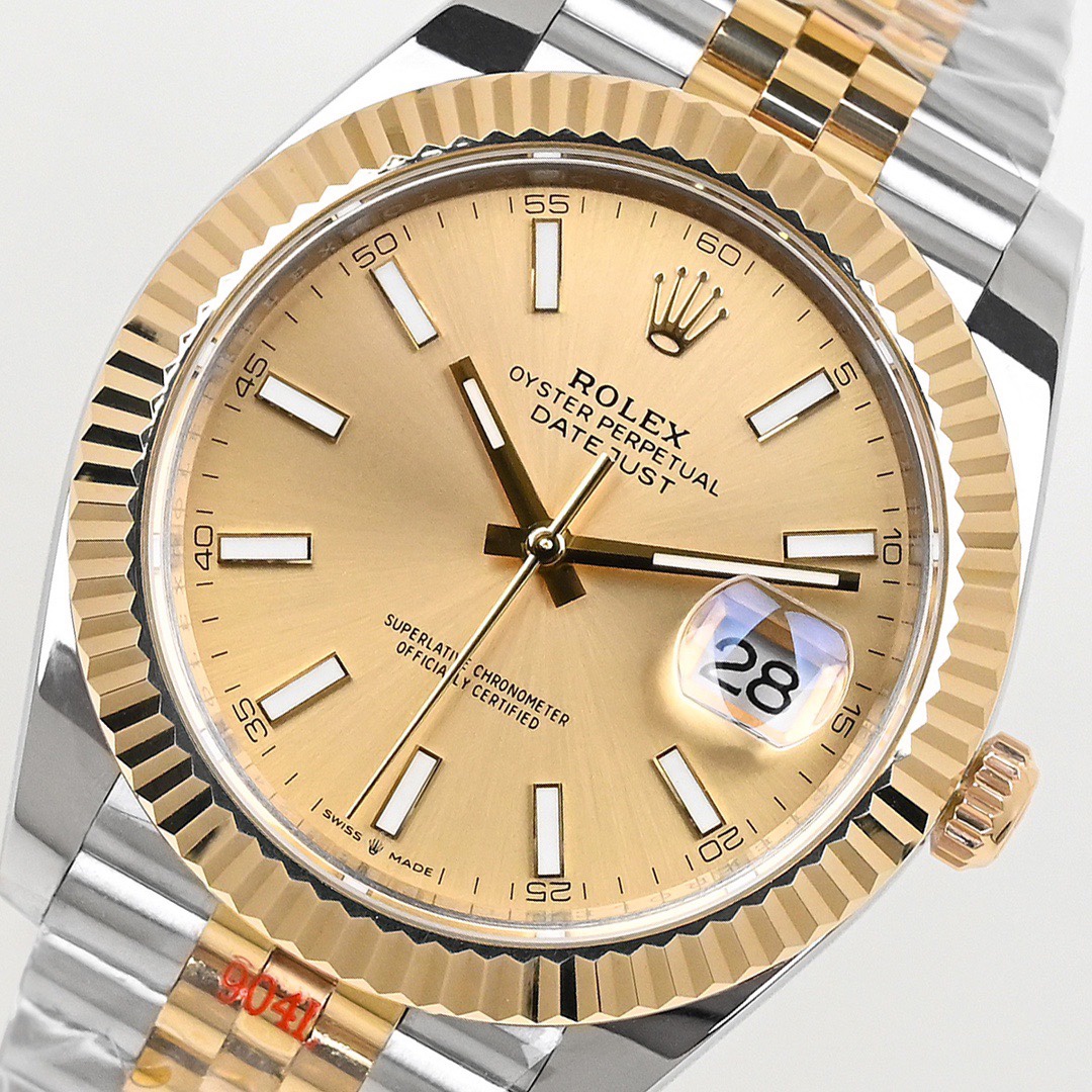 Rolex Datejust 41 gold dial oyster perpetual M126233-0015 Replica Watch front view